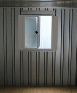 Schiebefenster mit Blendläden 750 x 850 mm für BOS Container  - Aufpreis