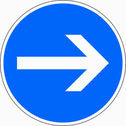 Vorgeschriebene Fahrtrichtung hier rechts