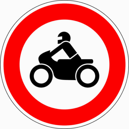 Verbot für Krafträder, auch mit Beiwagen, Kleinkrafträder und Mofas