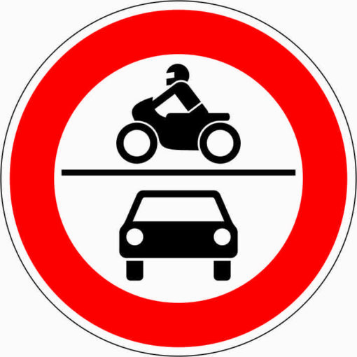 Verbot für Krafträder, auch mit Beiwagen