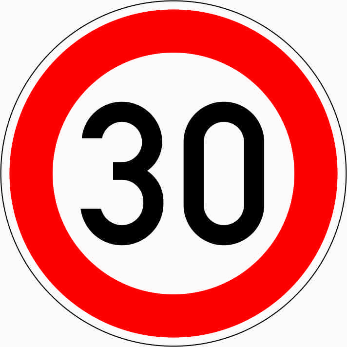 Zulässige Höchstgeschwindigkeit "30"