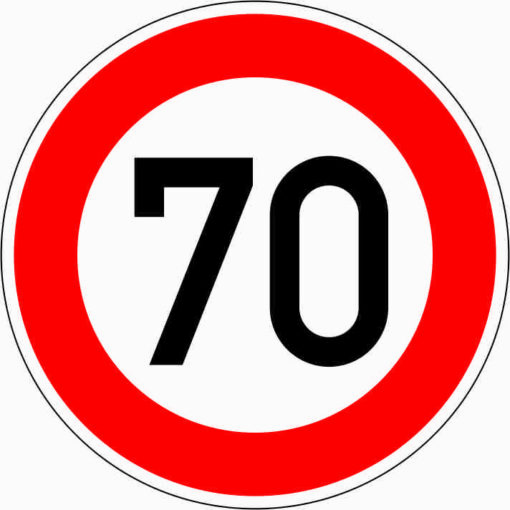 Zulässige Höchstgeschwindigkeit "70"
