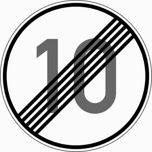 Ende der zulässigen Höchstgeschwindigkeit "10"