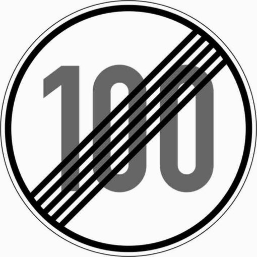 Ende der zulässigen Höchstgeschwindigkeit "100"