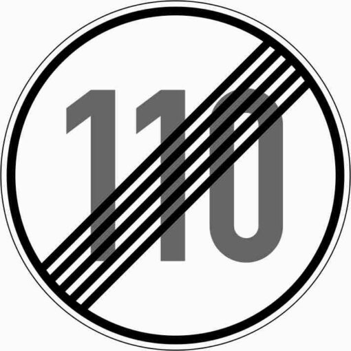 Ende der zulässigen Höchstgeschwindigkeit "110"