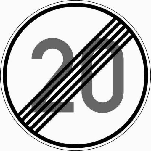 Ende der zulässigen Höchstgeschwindigkeit "20"