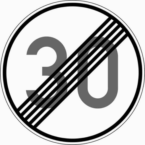 Ende der zulässigen Höchstgeschwindigkeit "30"