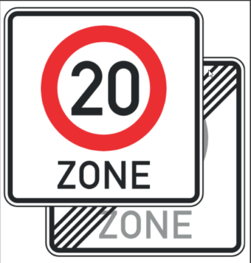 Tempo 20-Zone doppelseitig