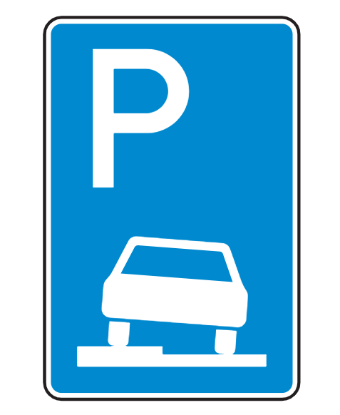 Parken auf Gehwegen halb in Fahrtrichtung links