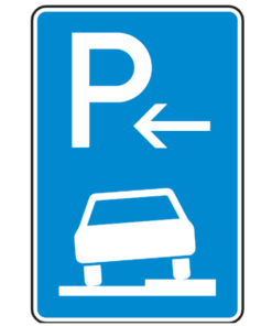 Parken auf Gehwegen halb in Fahrtrichtung rechts Anfang