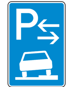 Parken auf Gehwegen halb in Fahrtrichtung rechts Mitte