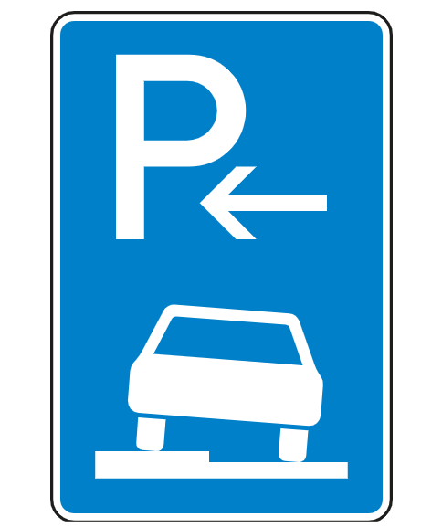Parken auf Gehwegen halb in Fahrtrichtung links Ende